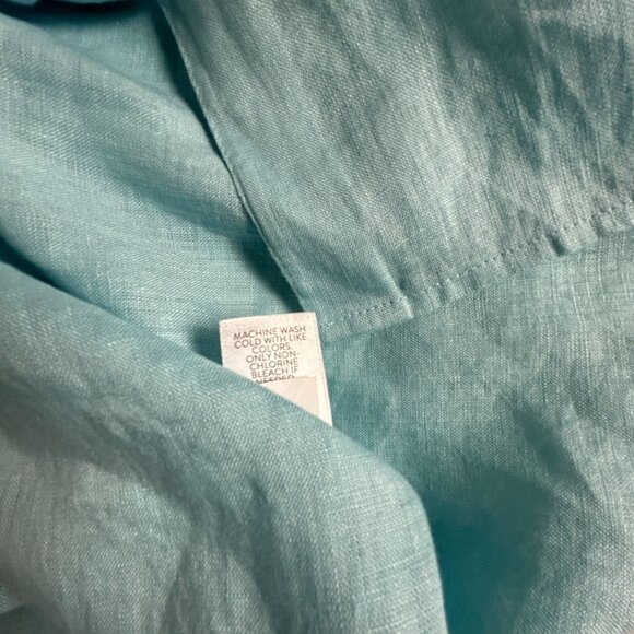 J. Jill Love Linen Womens Button-Up Shirt Medium Blue Long Sleeve Lightweight - Picture 4 of 7
